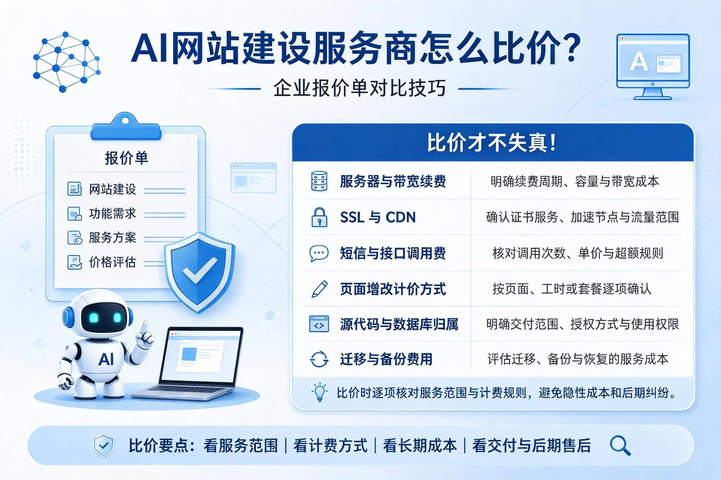 AI网站建设服务商怎么比价？恩施企业报价单对比技巧